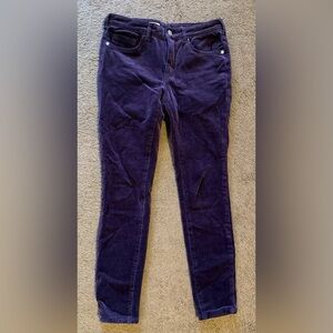 Anthropologie Pilcro Women’s Skinny Dark Purple Corduroy High-Rise Jeans Size 27